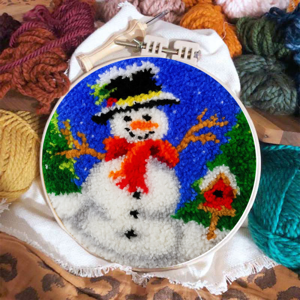 Happy Snowman Punch Needle Kit - Diy Christmas Coaster | Perfect Holiday Present  - image 1