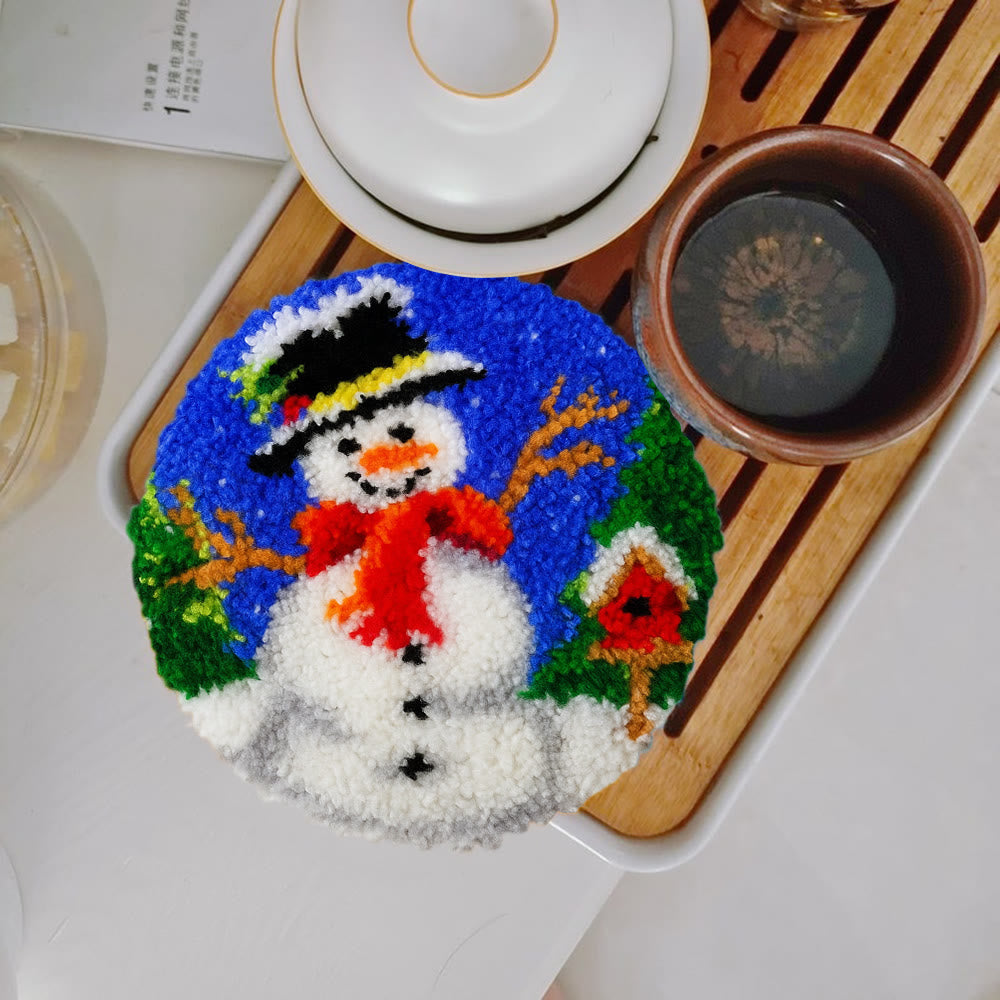 Happy Snowman Punch Needle Kit - Diy Christmas Coaster | Perfect Holiday Present  - 5 inch Coaster Kit - image 11