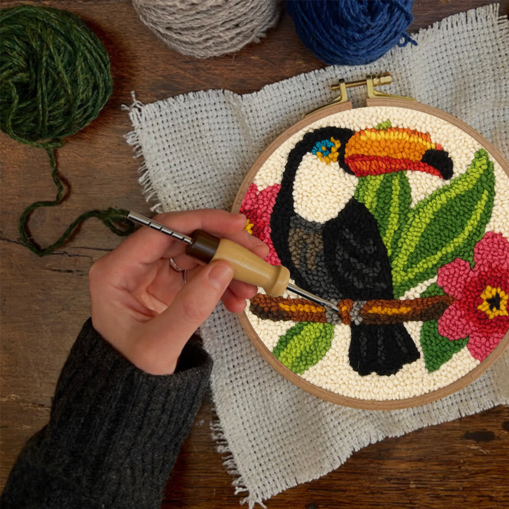 Toucan Bird Punch Needle Kit - Diy Animal Hoop Art | Nice Gifts For Bird Lovers  - image 7
