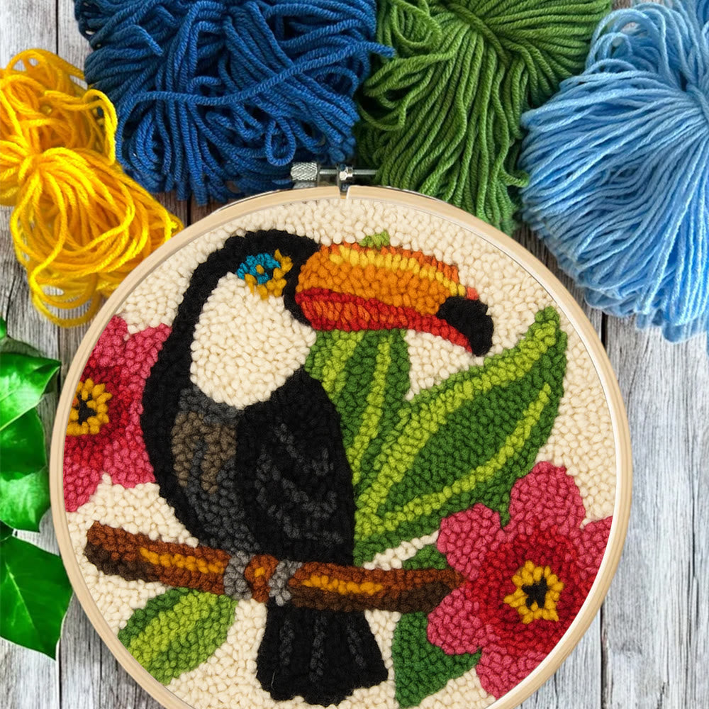 Toucan Bird Punch Needle Kit - Diy Animal Hoop Art | Nice Gifts For Bird Lovers  - image 8