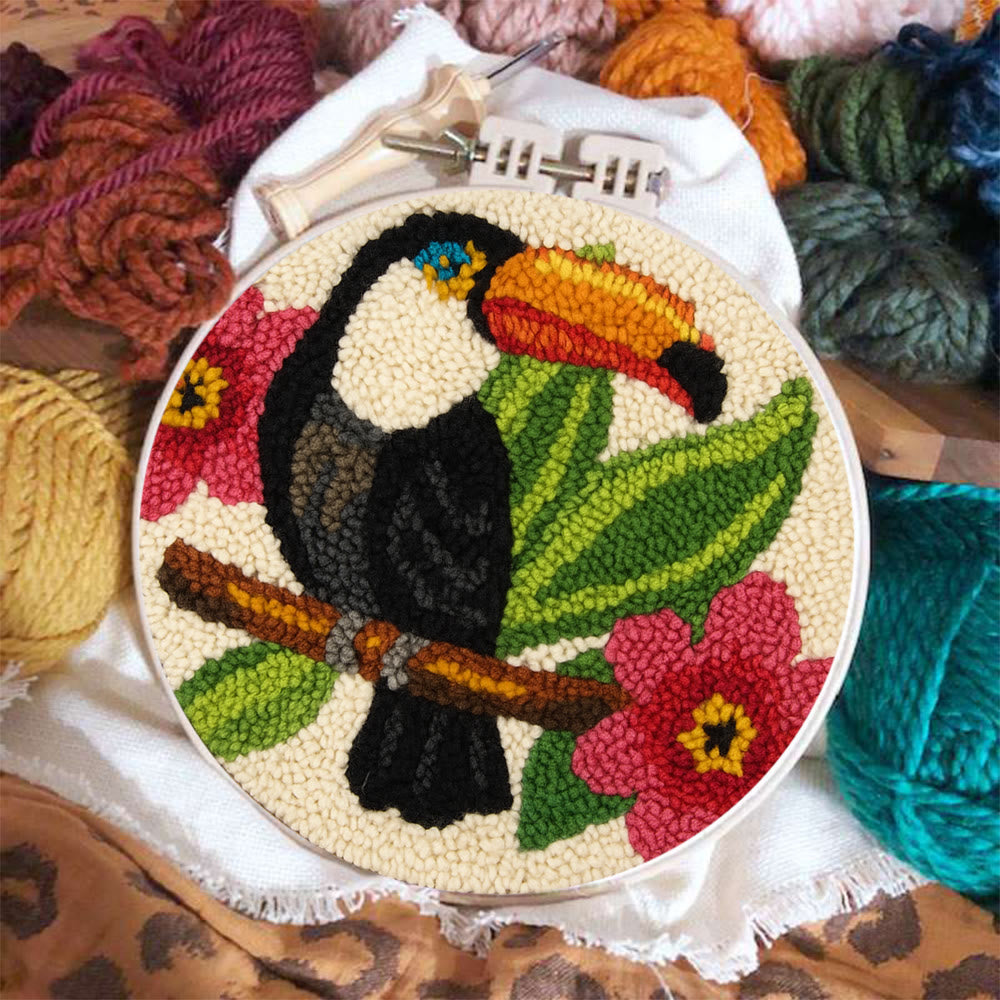 Toucan Bird Punch Needle Kit - Diy Animal Hoop Art | Nice Gifts For Bird Lovers  - image 2
