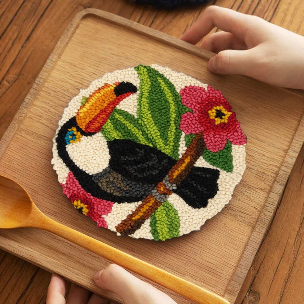 Toucan Bird Punch Needle Kit - Diy Animal Hoop Art | Nice Gifts For Bird Lovers  - image 10