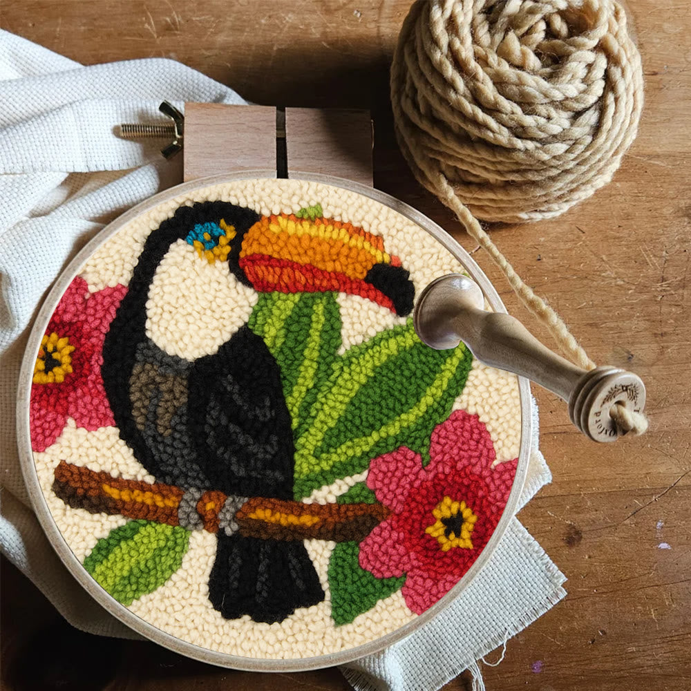 Toucan Bird Punch Needle Kit - Diy Animal Hoop Art | Nice Gifts For Bird Lovers  - image 4
