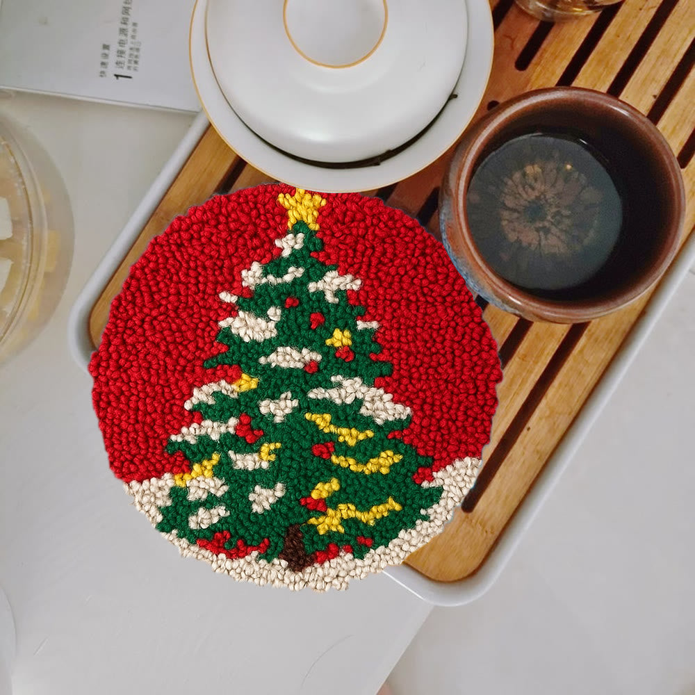 Shiny Christmas Tree Punch Needle Kit - Diy Christmas Needle Art  | Nice Handmade Craft For Kid - 5 inch Coaster Kit - image 10
