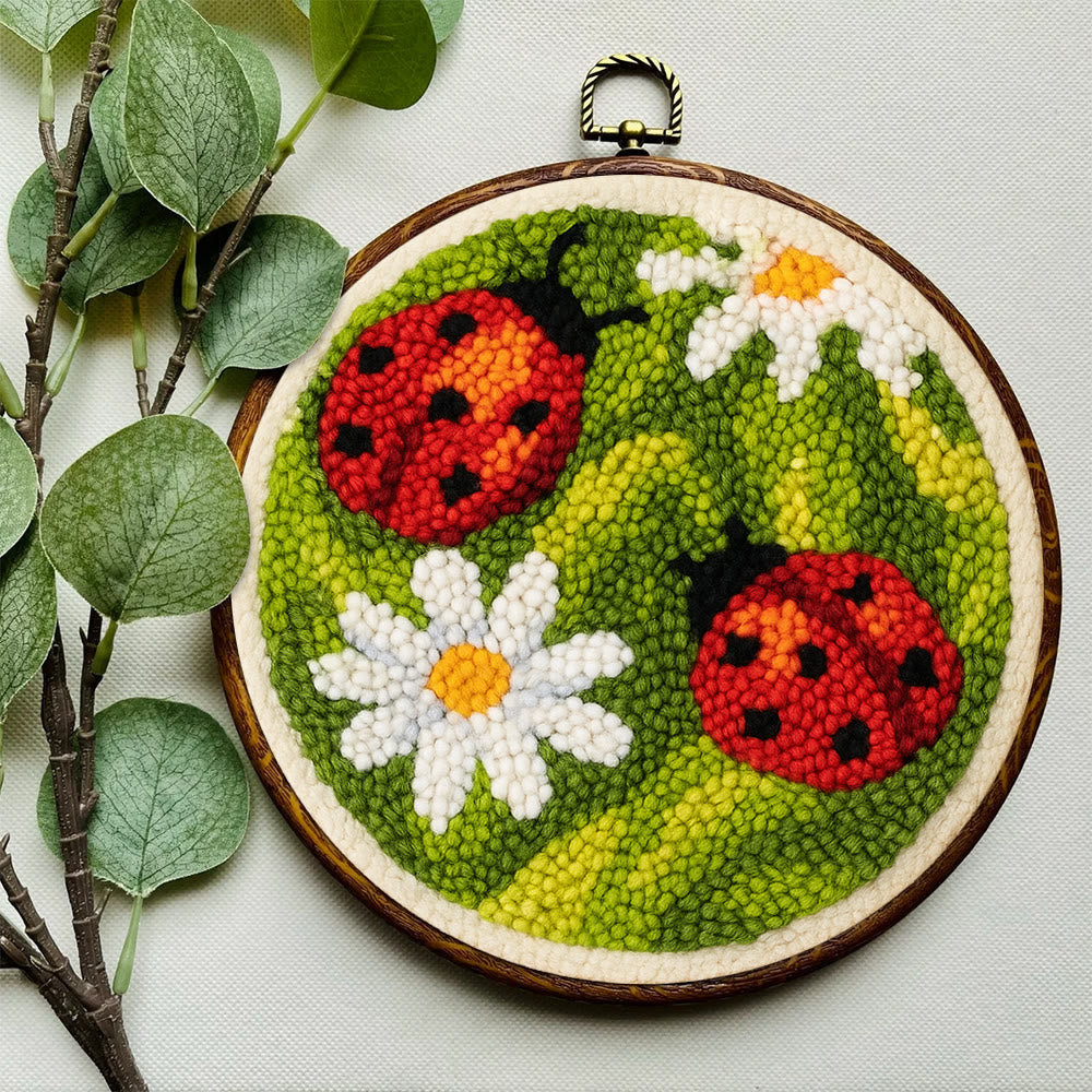 Blooming Flower With Bug Punch Needle Kit - Diy Insect Craft | Nice Home Ornament - image 5