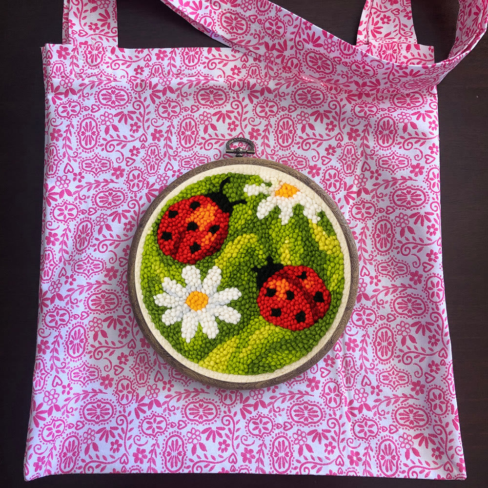 Blooming Flower With Bug Punch Needle Kit - Diy Insect Craft | Nice Home Ornament - image 12