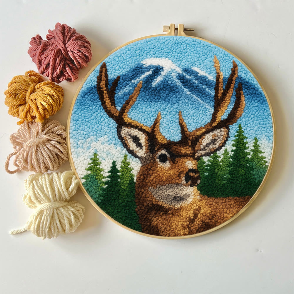 King Of Milu Deer Punch Needle Kit - Diy Animal Handmade Craft | Perfect Art For Home Decor - image 1