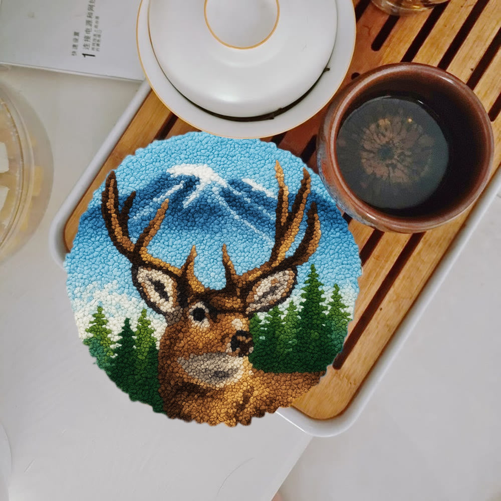 King Of Milu Deer Punch Needle Kit - Diy Animal Handmade Craft | Perfect Art For Home Decor - 5 inch Coaster Kit - image 10