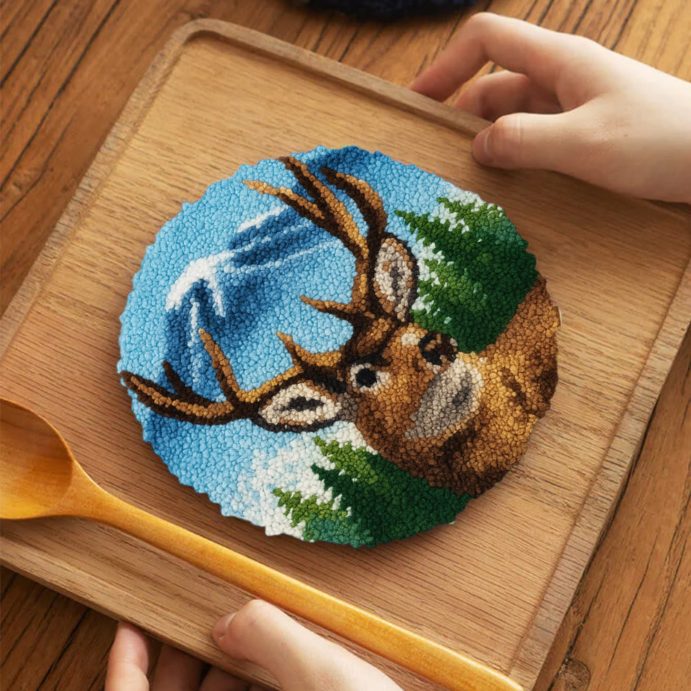 King Of Milu Deer Punch Needle Kit - Diy Animal Handmade Craft | Perfect Art For Home Decor - image 11