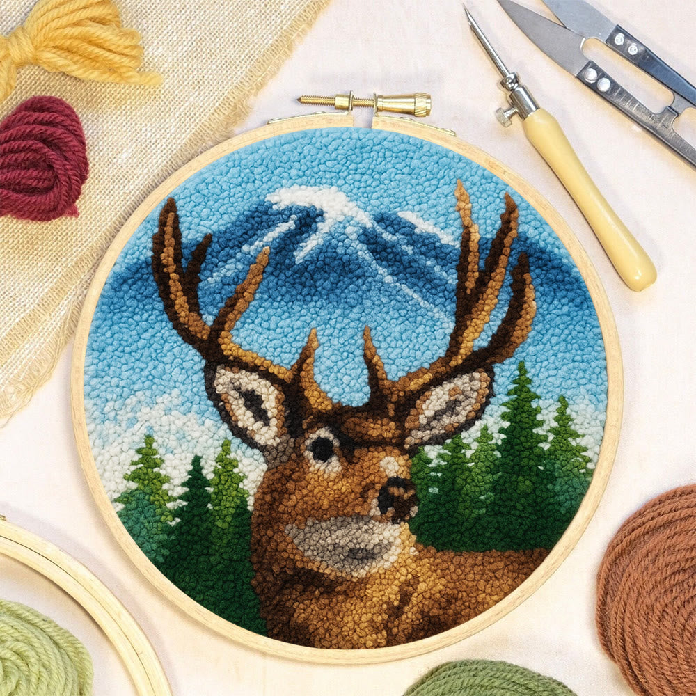 King Of Milu Deer Punch Needle Kit - Diy Animal Handmade Craft | Perfect Art For Home Decor - image 2