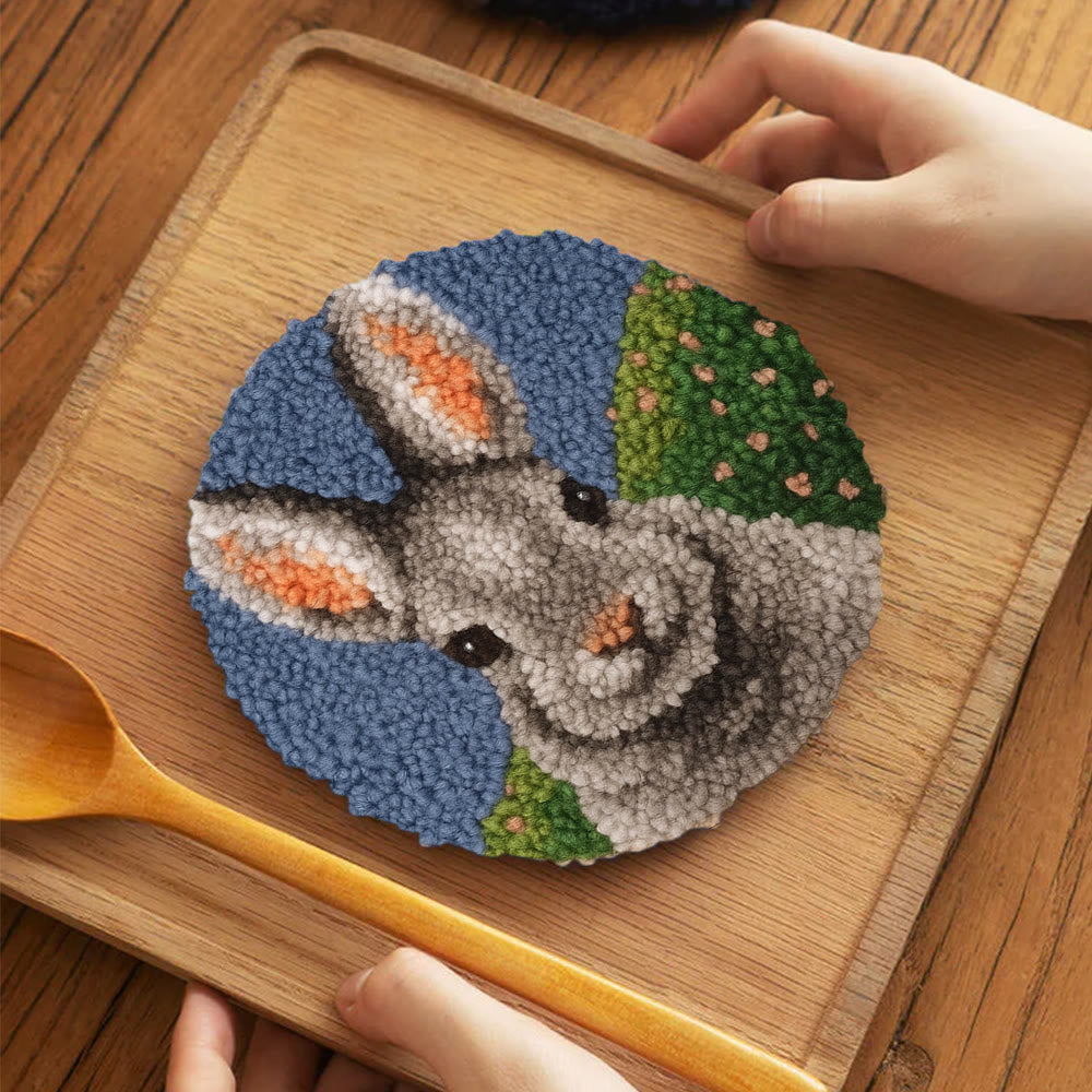 Lovely Grey Rabbit Punch Needle Kit - Diy Needlepoint For Beginner | Nice Handmade Craft - image 10