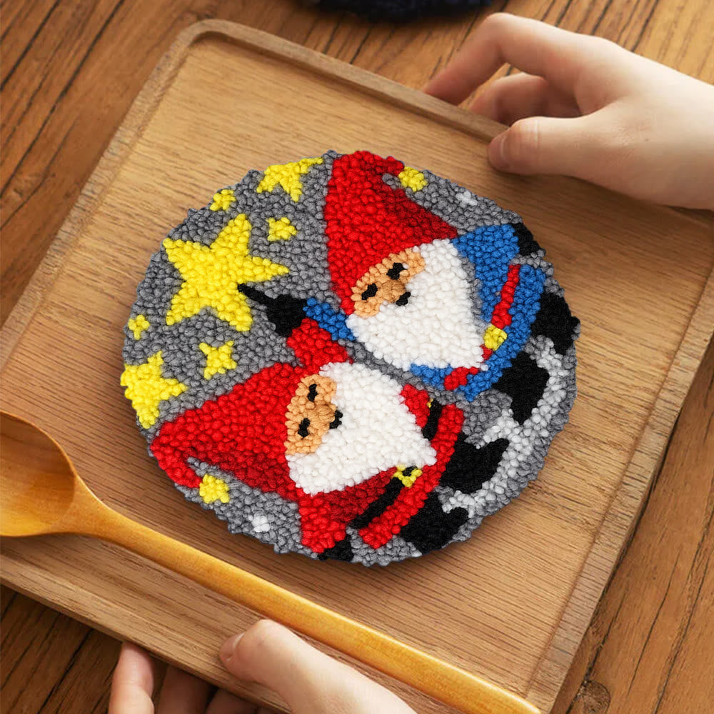 Starry Night Gnomes Punch Needle Kit - Diy Christmas Coaster | Perfect Craft For Beginner  - 5 inch Coaster Kit - image 9