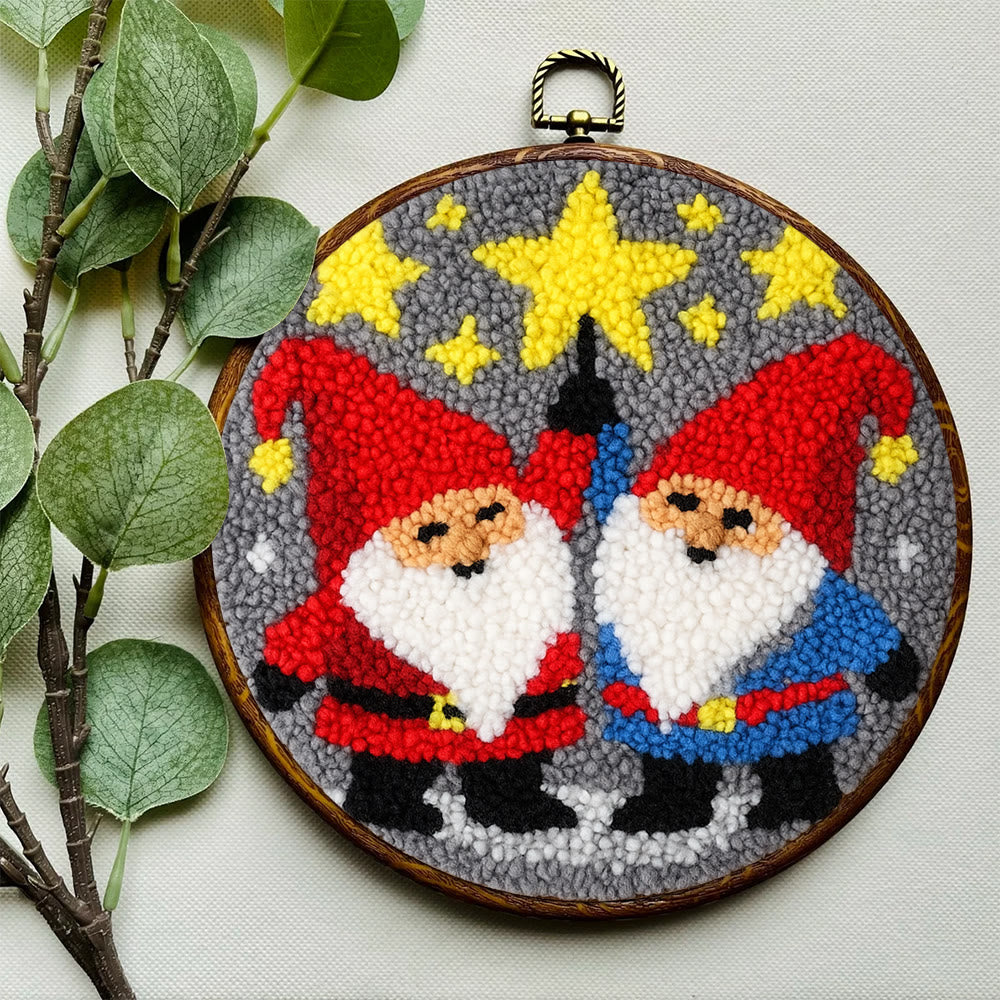 Starry Night Gnomes Punch Needle Kit - Diy Christmas Coaster | Perfect Craft For Beginner  - image 5