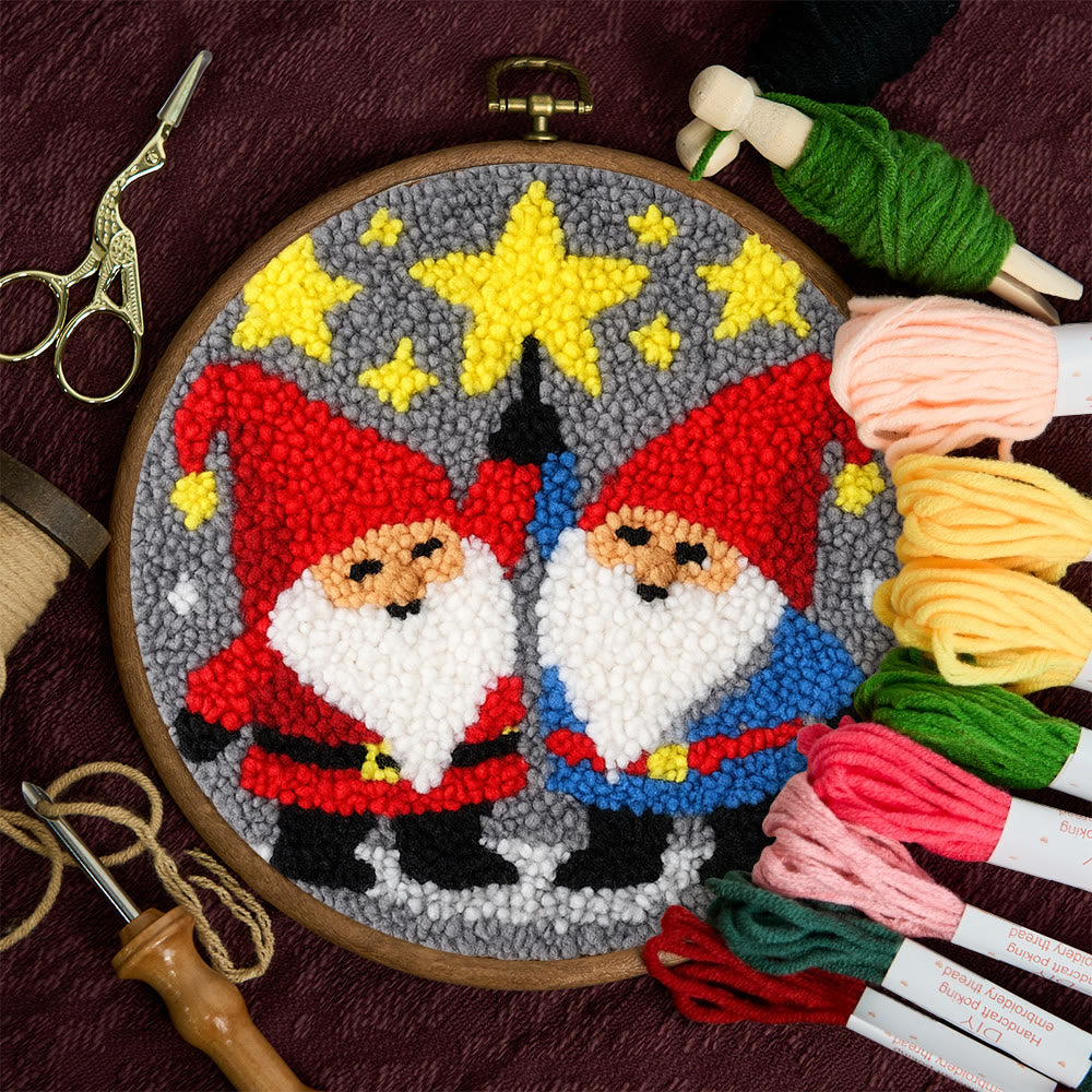 Starry Night Gnomes Punch Needle Kit - Diy Christmas Coaster | Perfect Craft For Beginner  - image 2