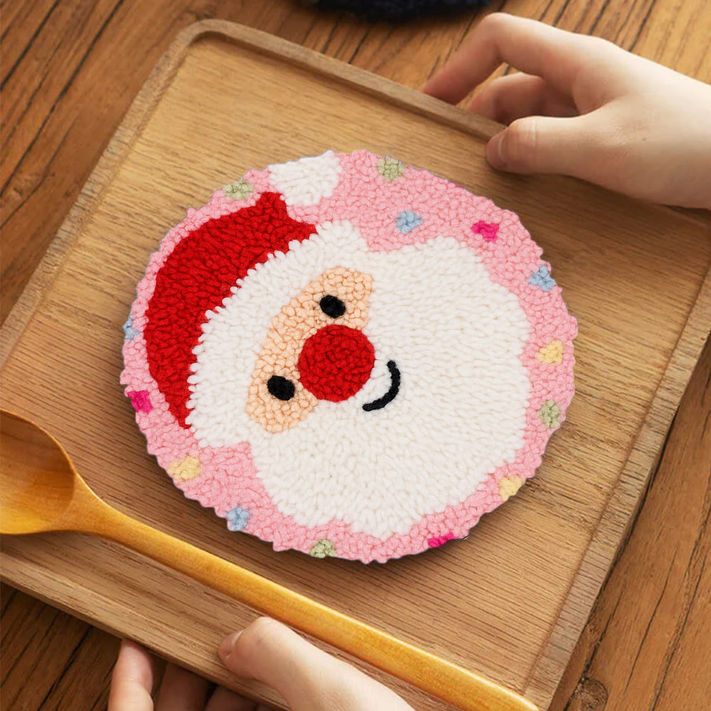 Adorable Santa Claus Punch Needle Kit - Christmas Celebration Gift | Perfect Diy Handicraft For Kid  - 5 inch Coaster Kit - image 11