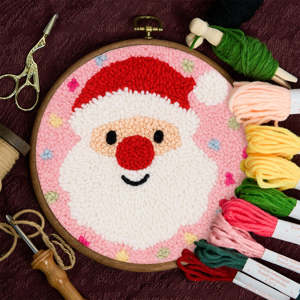Adorable Santa Claus Punch Needle Kit - Christmas Celebration Gift | Perfect Diy Handicraft For Kid  - image 1
