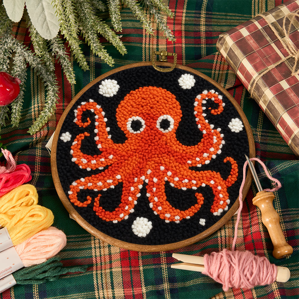 Funny Octopus Punch Needle Kit - Creative Handmade Coaster | Unique Home Decor - image 1