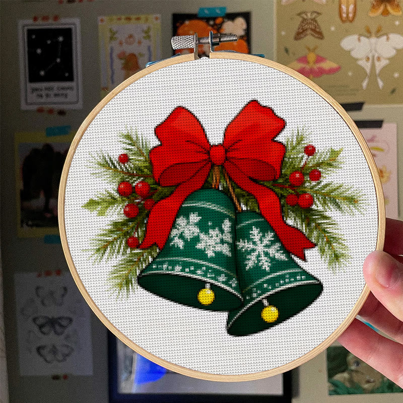 Cross Stitch Kit - Christmas Bell | Christmas Tree Ornament | Diy Hoop Art - image 4