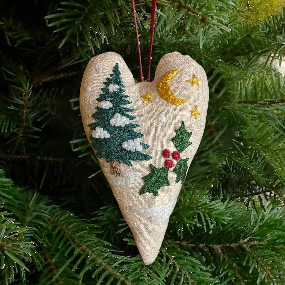 Rubbyoo Heart Embroidery Kit - Christmas Sign | Perfect For Home Decor | Handmade Needle Artwork - image 1