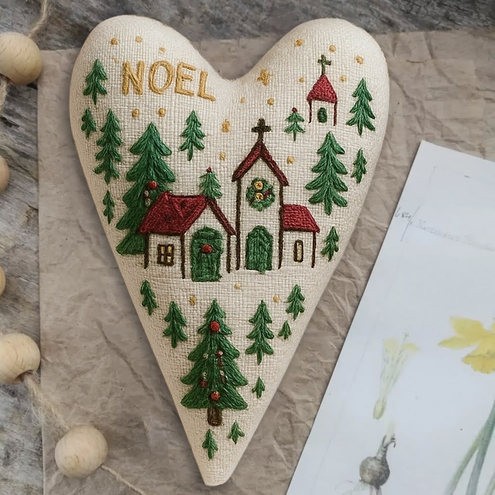 Rubbyoo Heart Embroidery Kit - Church | Christmas Decoration | Handmade Needle Artwork - image 5