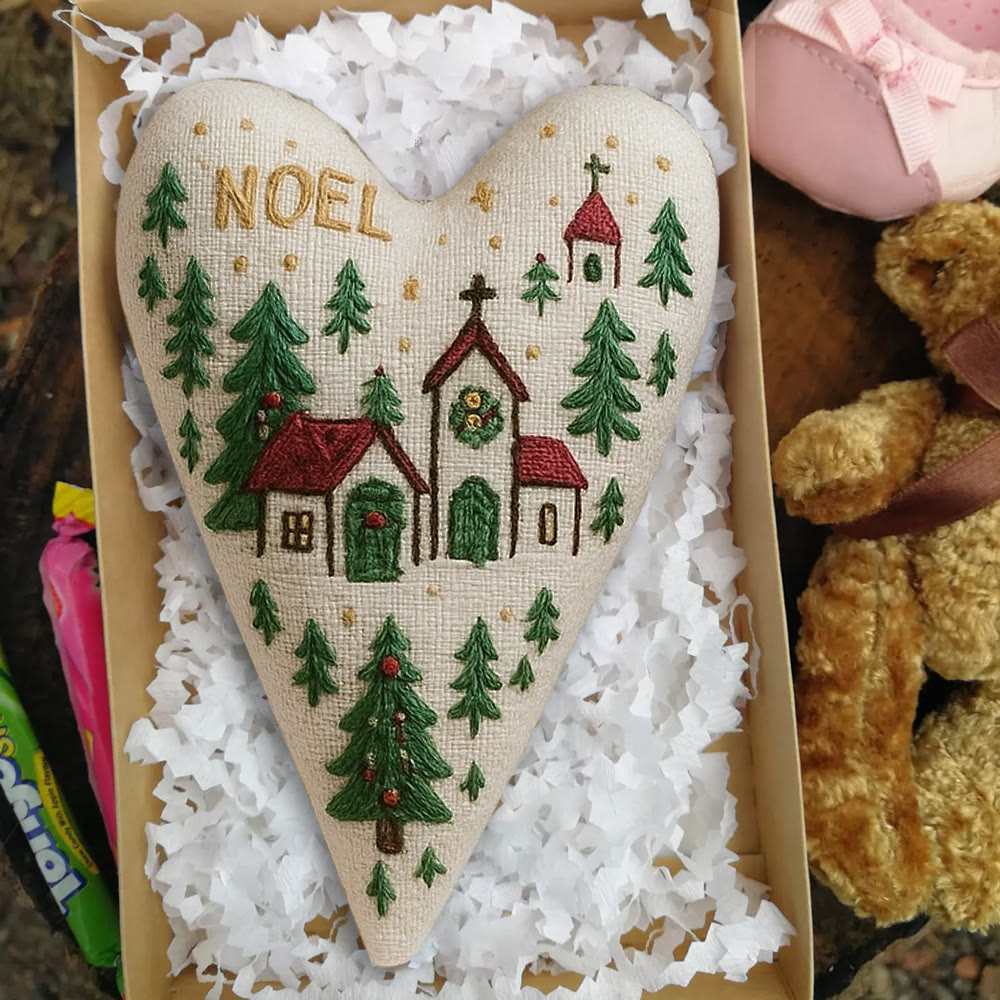 Rubbyoo Heart Embroidery Kit - Church | Christmas Decoration | Handmade Needle Artwork - image 7