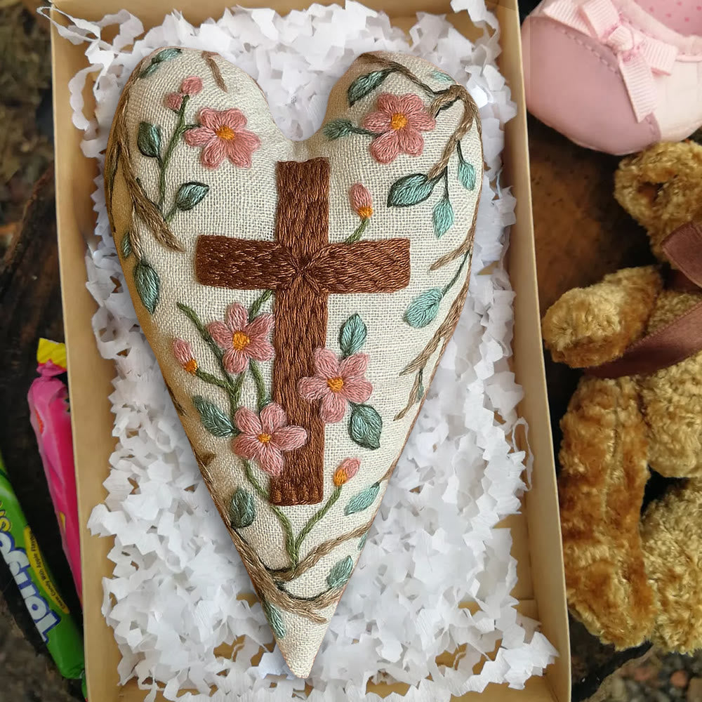 Rubbyoo Heart Embroidery Kit - Christian Cross | Religious Ornament | Diy Hanging Craft - image 7