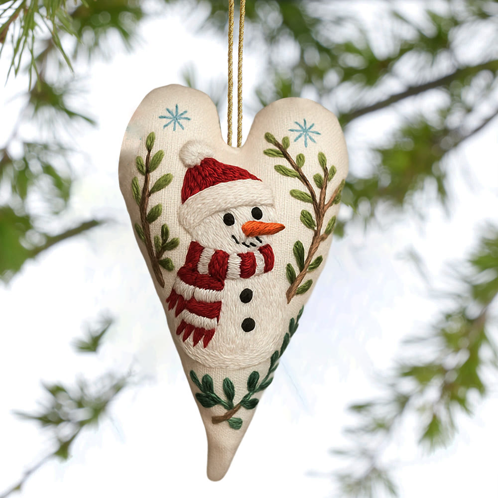Rubbyoo Heart Embroidery Kit - Red-scarfed Snowman | Winter Decoration | Home Hanging Craft - image 7