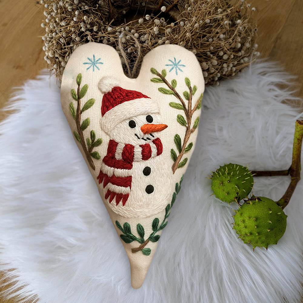 Rubbyoo Heart Embroidery Kit - Red-scarfed Snowman | Winter Decoration | Home Hanging Craft - image 6