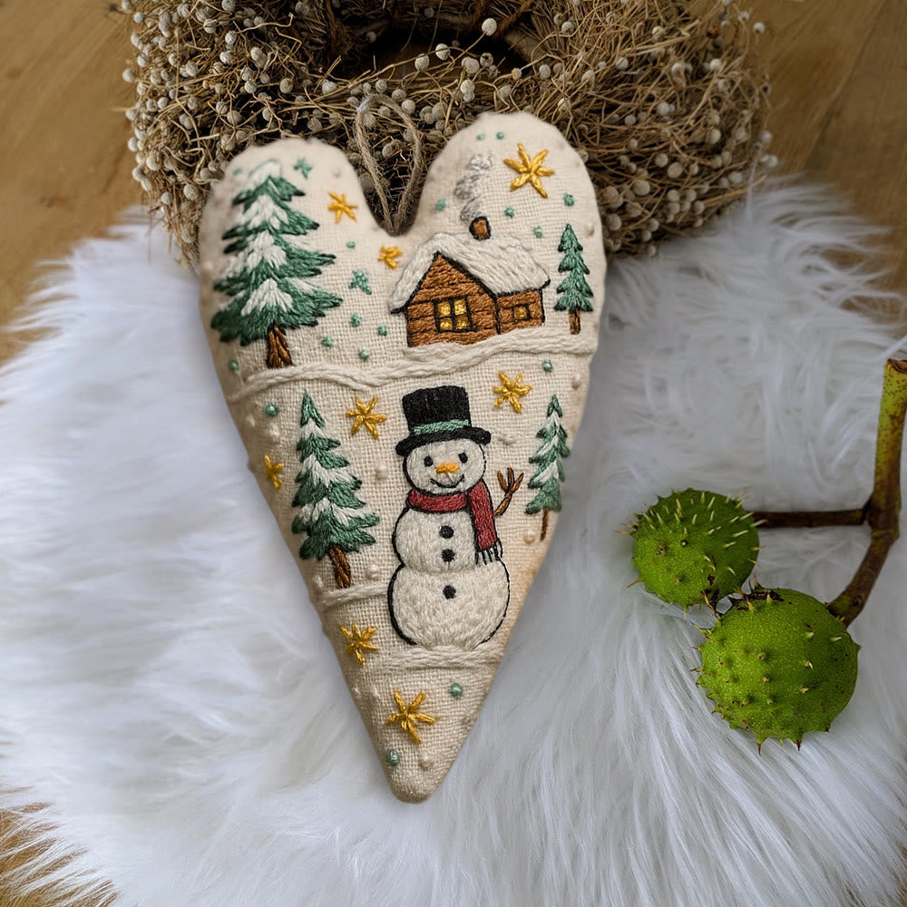 Rubbyoo Heart Embroidery Kit - Christmas Snowman | Winter Handmade Art | Diy Christmas Gift - image 5