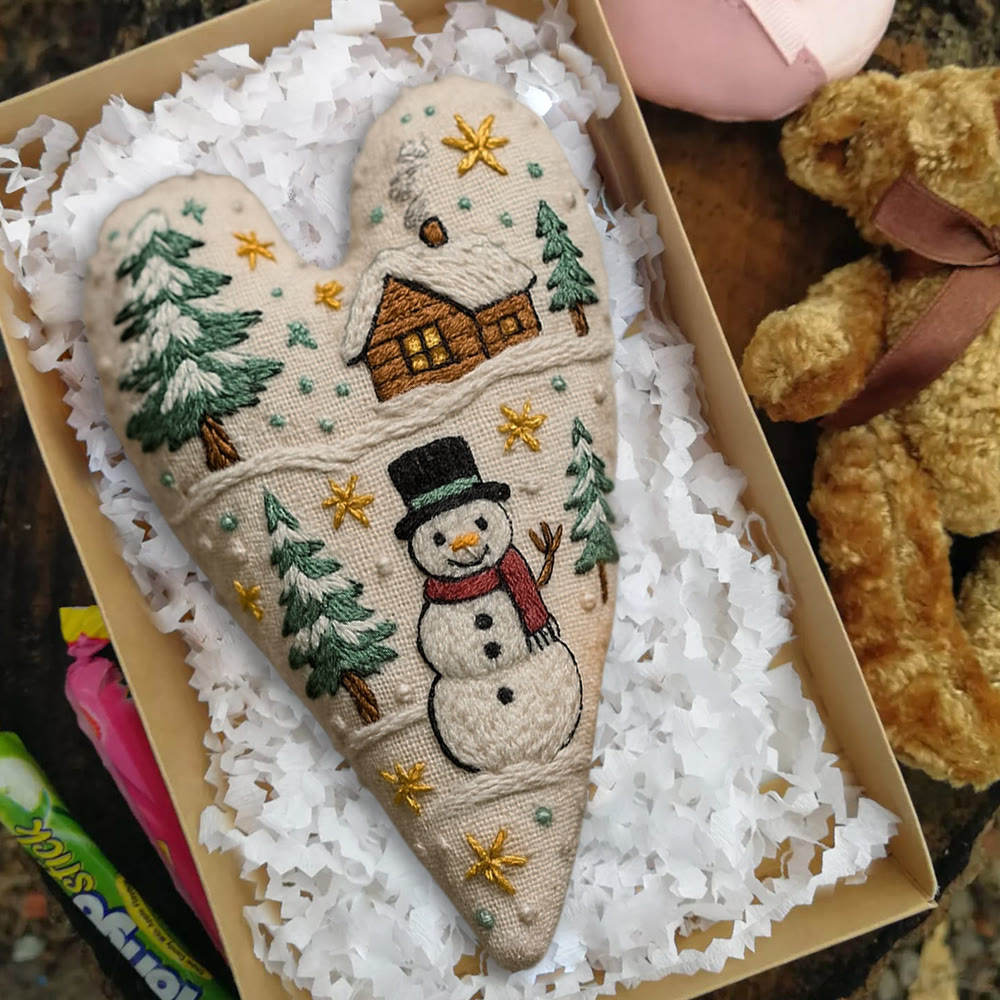 Rubbyoo Heart Embroidery Kit - Christmas Snowman | Winter Handmade Art | Diy Christmas Gift - image 3