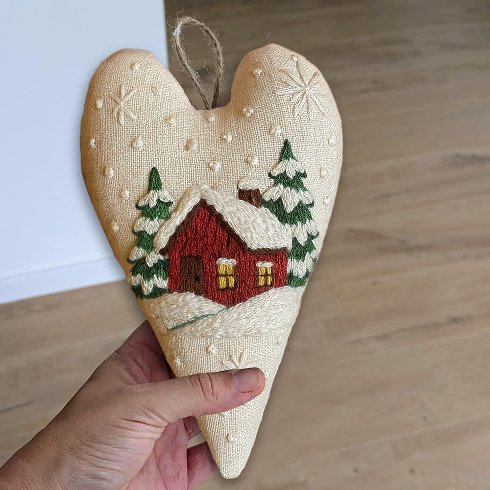 Rubbyoo Heart Embroidery Kit - Winter Red House | Home Decoration | Nice Gift For Friend - image 7