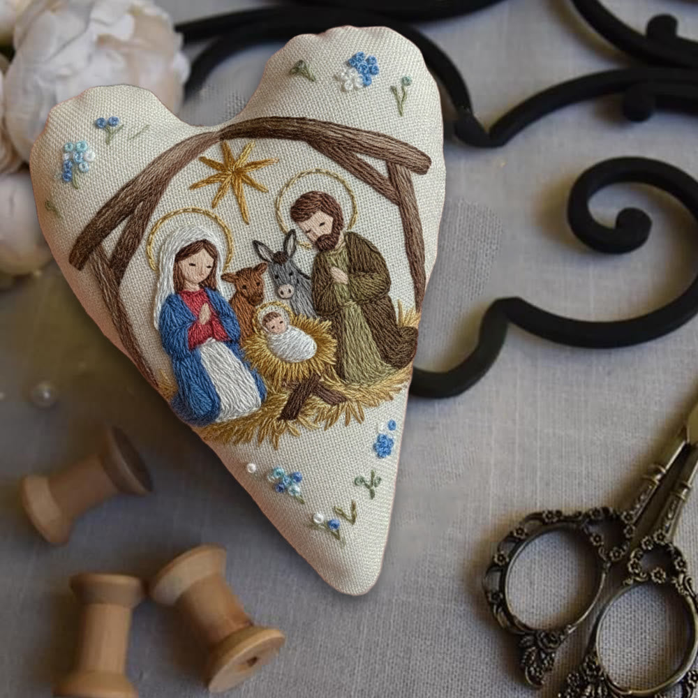 Rubbyoo Heart Embroidery Kit - Nativity Scene | Christmas Decoration | Meaningful Gift For Religious Enthusiasts - image 3