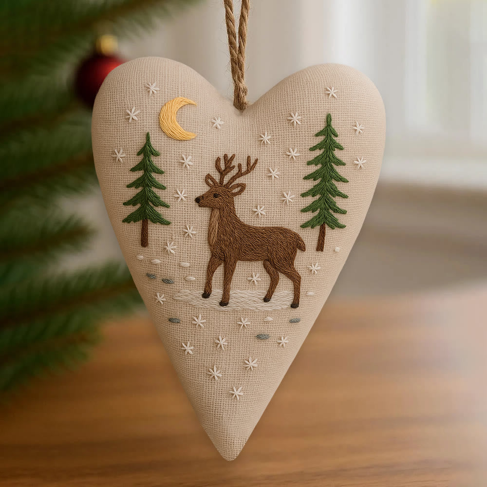 Rubbyoo Heart Embroidery Kit - Moonlit Deer | Winter Home Decor | Gift For Outdoor Enthusiasts - image 0