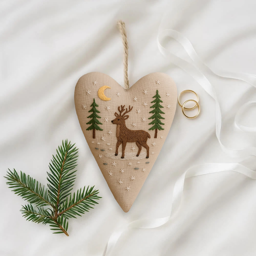 Rubbyoo Heart Embroidery Kit - Moonlit Deer | Winter Home Decor | Gift For Outdoor Enthusiasts - image 4