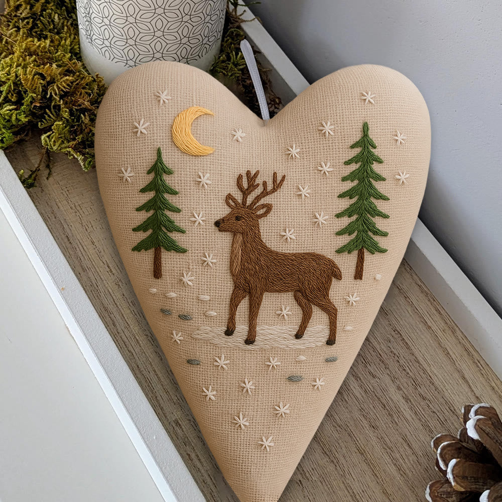 Rubbyoo Heart Embroidery Kit - Moonlit Deer | Winter Home Decor | Gift For Outdoor Enthusiasts - image 2