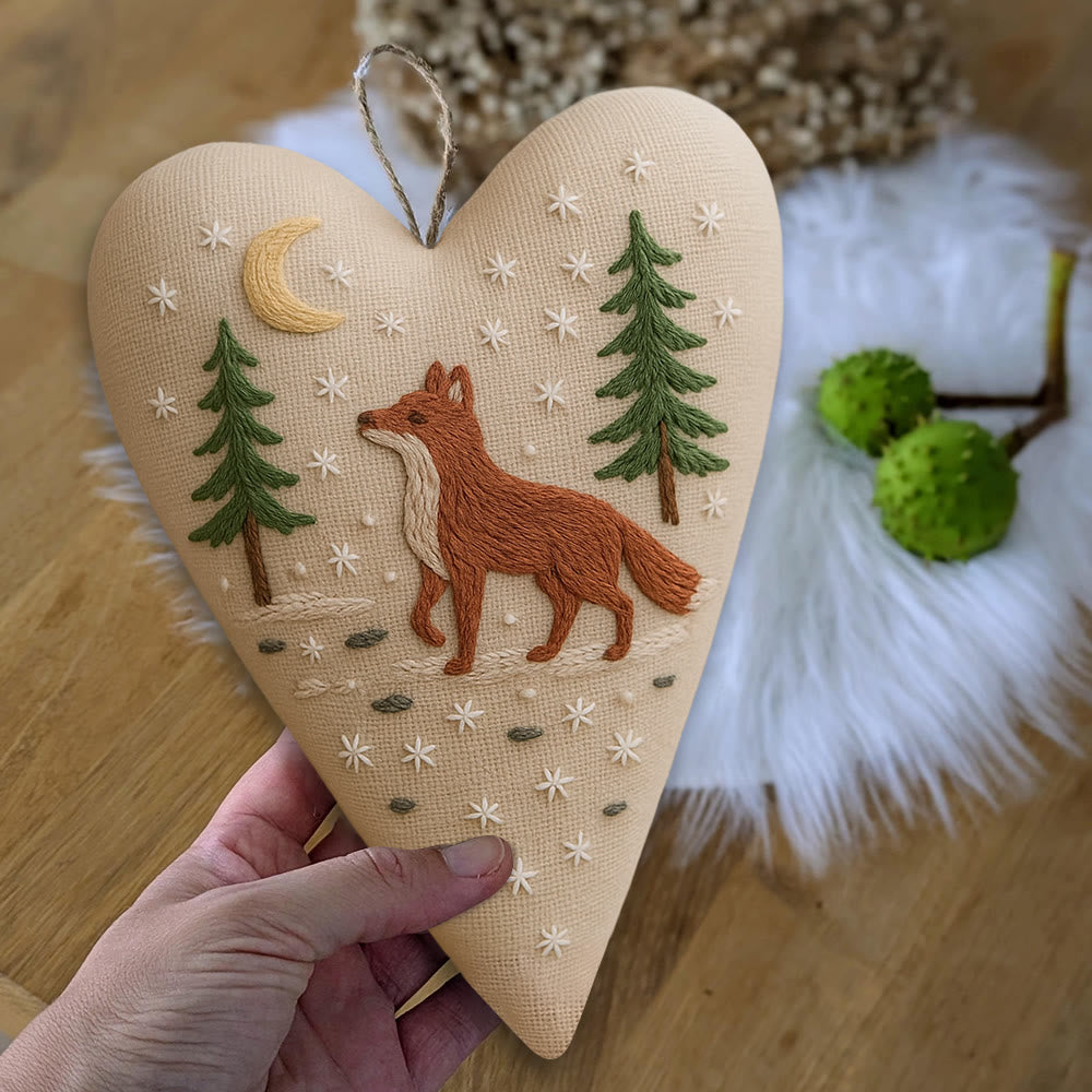 Rubbyoo Heart Embroidery Kit - Moonlit Fox | Winter Home Accent | Unique Gift Of Wildlife - image 8