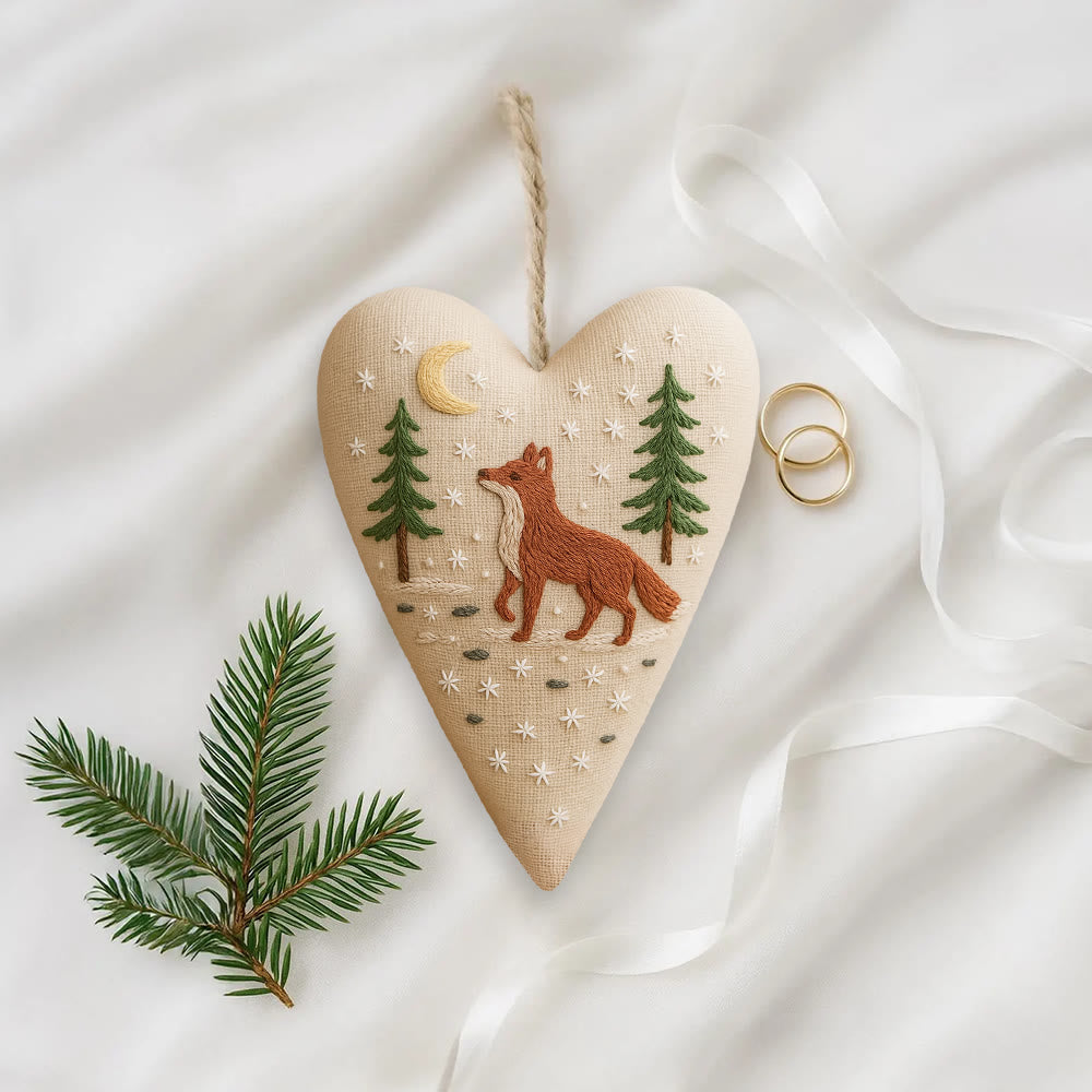 Rubbyoo Heart Embroidery Kit - Moonlit Fox | Winter Home Accent | Unique Gift Of Wildlife - image 6