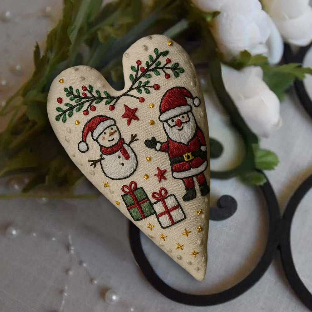 Rubbyoo Heart Embroidery Kit - Santa Snowman Christmas Scene | Festive Diy Decor | Creative Project Of Craft - image 2