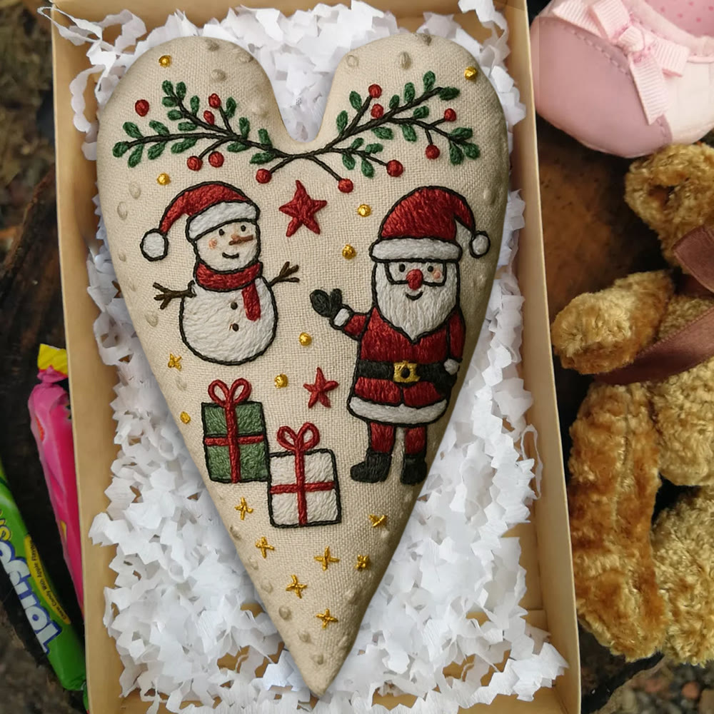 Rubbyoo Heart Embroidery Kit - Santa Snowman Christmas Scene | Festive Diy Decor | Creative Project Of Craft - image 4