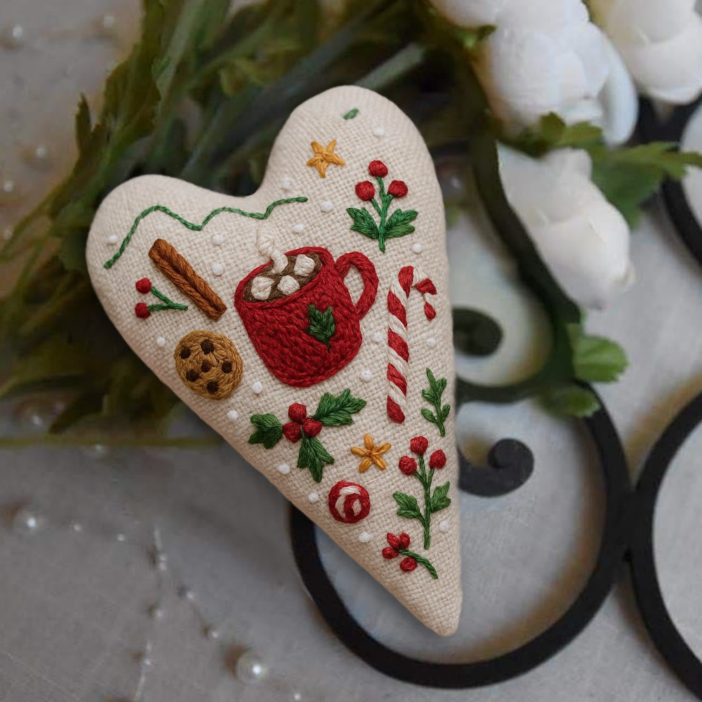 Rubbyoo Heart Embroidery Kit - Christmas Hot Cocoa | Festive Diy Craft | Warm Home Hanging - image 3