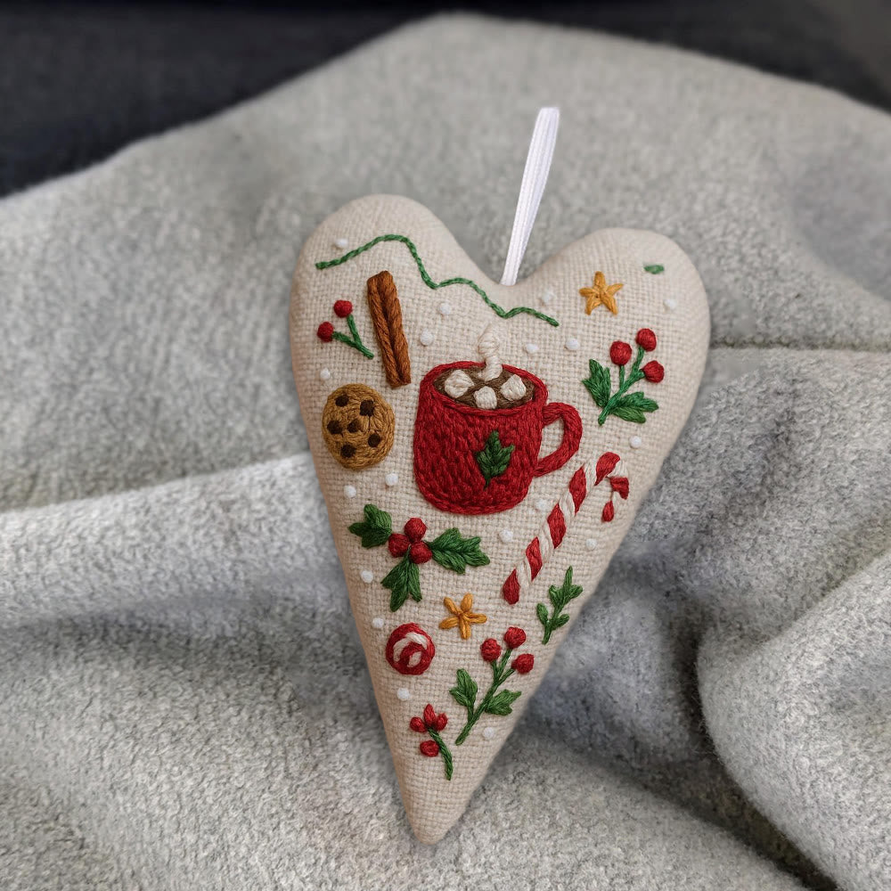 Rubbyoo Heart Embroidery Kit - Christmas Hot Cocoa | Festive Diy Craft | Warm Home Hanging - image 4