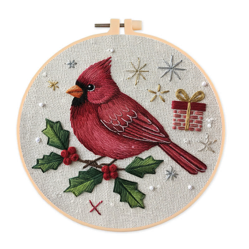 Rubbyoo Embroidery Kit - Holiday Cardinal | Perfect For Christmas Decor | Handmade Gift For Friends - 20*20cm - image 0