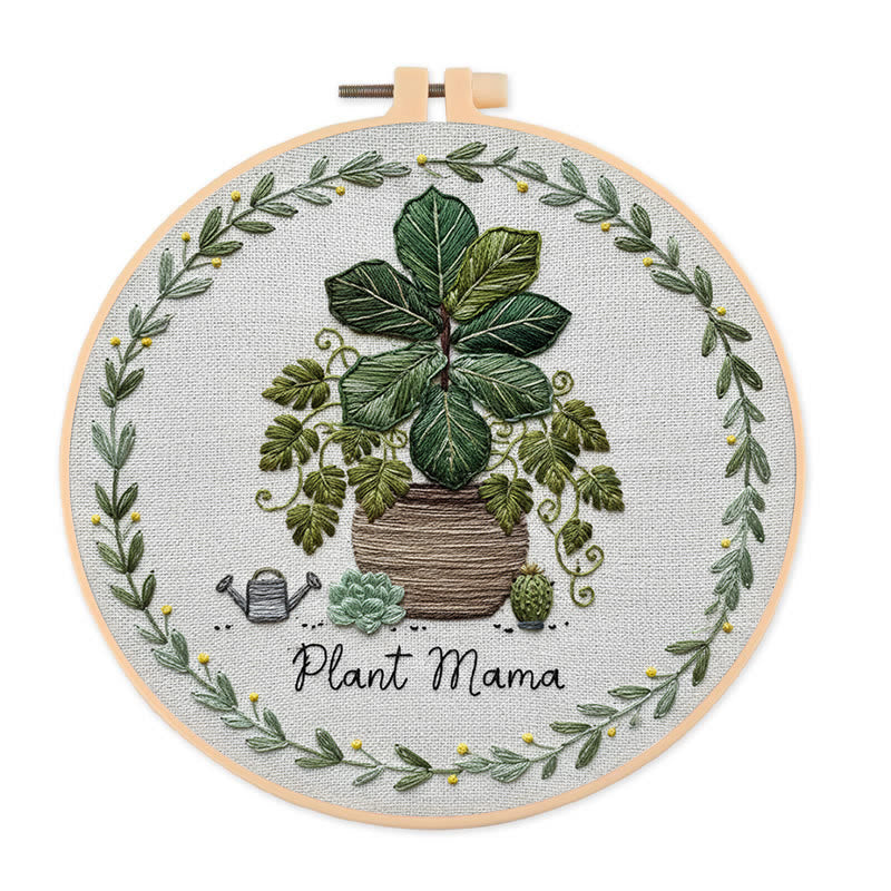 Rubbyoo Embroidery Kit - House Plant | Nice For Wall Decor | Diy Needle Craft  - 20*20cm - image 0