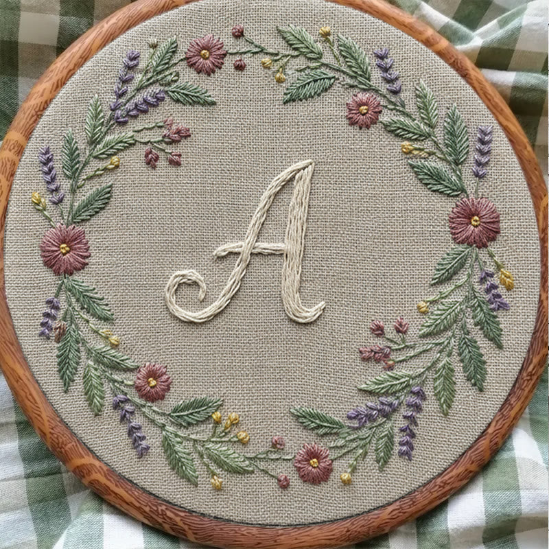 Rubbyoo Embroidery Kit - Alphabet Floral Wreath | 26 Letter Handmade Craft | Diy Wall Hanging Decoration - image 3