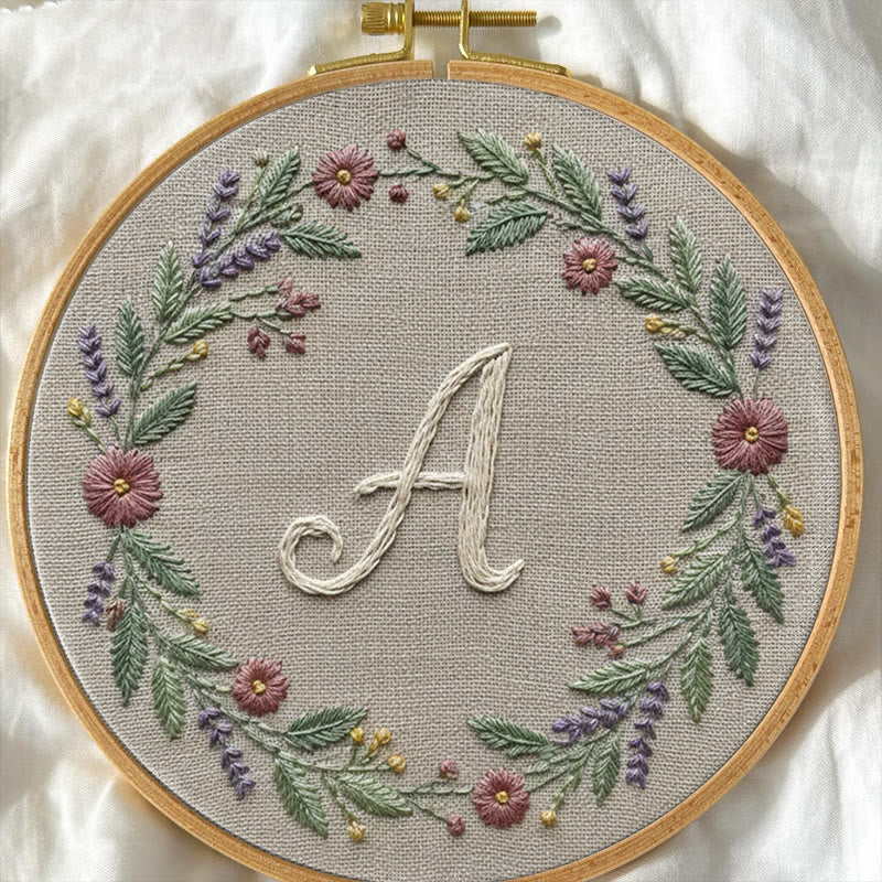 Rubbyoo Embroidery Kit - Alphabet Floral Wreath | 26 Letter Handmade Craft | Diy Wall Hanging Decoration - image 6