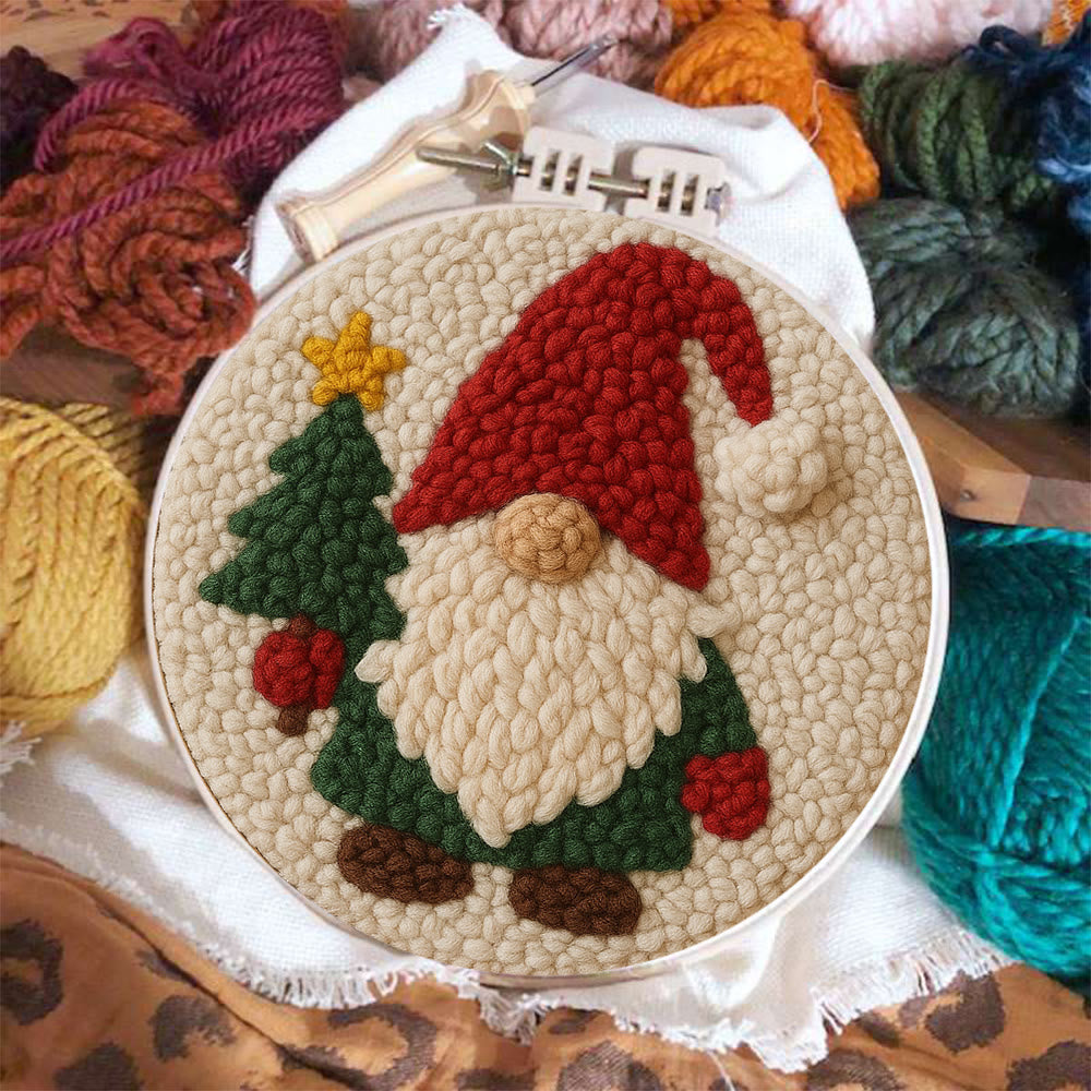 Christmas Gnome Punch Needle Kit - Diy Christmas Decoration | Cozy Handmade Wall | Art For Holiday - image 3