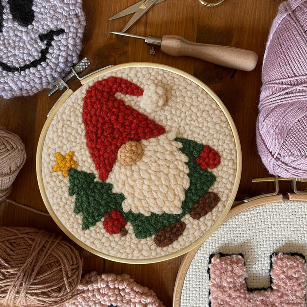 Christmas Gnome Punch Needle Kit - Diy Christmas Decoration | Cozy Handmade Wall | Art For Holiday - image 5