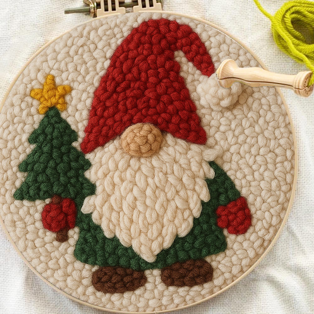 Christmas Gnome Punch Needle Kit - Diy Christmas Decoration | Cozy Handmade Wall | Art For Holiday - image 6