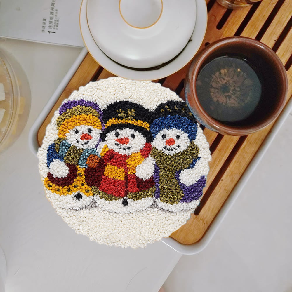 Snowman Trio Punch Needle Kit - Diy Christmas Craft | Charming Handmade Holiday Wall Decor - image 1