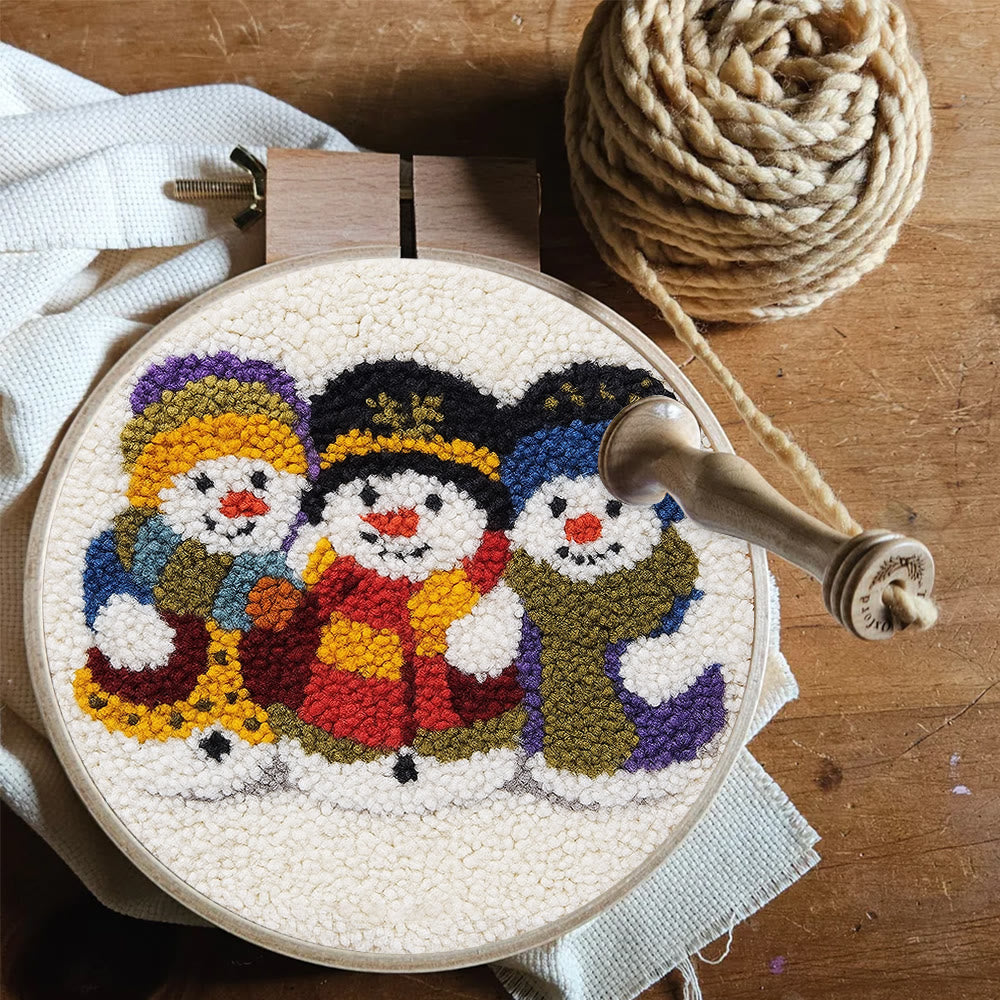 Snowman Trio Punch Needle Kit - Diy Christmas Craft | Charming Handmade Holiday Wall Decor - image 8